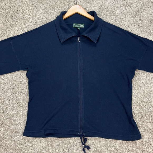 Lauren Ralph Lauren Jacket Men L Blue Long Sleeve Full Zip Drawstring Active EUC